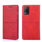 For OPPO Realme V13 5G Cow Texture Magnetic Horizontal Flip Leather Phone Case(Red) - 1