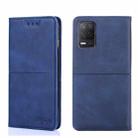For OPPO Realme V13 5G Cow Texture Magnetic Horizontal Flip Leather Phone Case(Blue) - 1