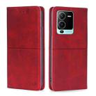 For vivo S15 Pro 5G Cow Texture Magnetic Horizontal Flip Leather Phone Case(Red) - 1