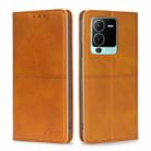 For vivo S15 Pro 5G Cow Texture Magnetic Horizontal Flip Leather Phone Case(Light Brown) - 1