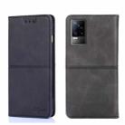 For vivo V21e 4G/Y73 2021 Cow Texture Magnetic Horizontal Flip Leather Phone Case(Black) - 1