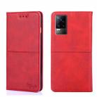 For vivo V21e 4G/Y73 2021 Cow Texture Magnetic Horizontal Flip Leather Phone Case(Red) - 1