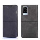 For vivo X60 Pro Global/X60 Curved Screen Cow Texture Magnetic Horizontal Flip Leather Phone Case(Black) - 1