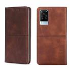 For vivo X60 Pro Global/X60 Curved Screen Cow Texture Magnetic Horizontal Flip Leather Phone Case(Dark Brown) - 1