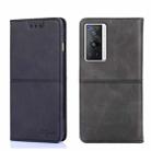 For vivo X70 Pro Cow Texture Magnetic Horizontal Flip Leather Phone Case(Black) - 1