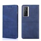 For vivo X70 Pro Cow Texture Magnetic Horizontal Flip Leather Phone Case(Blue) - 1