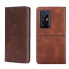 For vivo X70 Pro+ Cow Texture Magnetic Horizontal Flip Leather Phone Case(Dark Brown) - 1