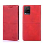 For vivo Y21/Y21S/Y33S Cow Texture Magnetic Horizontal Flip Leather Phone Case(Red) - 1