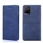 For vivo Y21/Y21S/Y33S Cow Texture Magnetic Horizontal Flip Leather Phone Case(Blue) - 1