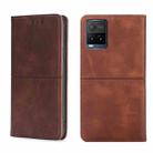 For vivo Y21/Y21S/Y33S Cow Texture Magnetic Horizontal Flip Leather Phone Case(Dark Brown) - 1