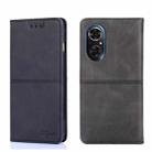 For Honor 50 Cow Texture Magnetic Horizontal Flip Leather Phone Case(Black) - 1