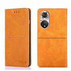 For Honor 50 Pro Cow Texture Magnetic Horizontal Flip Leather Phone Case(Light Brown) - 1