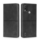 For Nokia C21 Plus Cow Texture Magnetic Horizontal Flip Leather Phone Case(Black) - 1