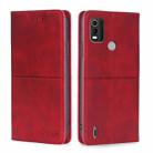 For Nokia C21 Plus Cow Texture Magnetic Horizontal Flip Leather Phone Case(Red) - 1