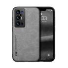 For vivo X70 Pro+ Skin Feel Magnetic Leather Back Phone Case(Light Grey) - 1