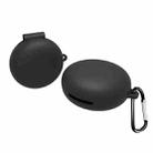 For OPPO Enco W31 Wireless Earphone Liquid Silicone Protective Case with Carabiner(Black) - 1