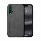 For Honor 20 Skin Feel Magnetic Leather Back Phone Case(Dark Grey) - 1