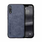 For Honor 9X Skin Feel Magnetic Leather Back Phone Case(Blue) - 1