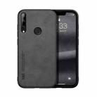 For Huawei Enjoy 10 Plus Skin Feel Magnetic Leather Back Phone Case(Dark Grey) - 1