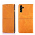 For Samsung Galaxy A13 4G Cow Texture Magnetic Horizontal Flip Leather Phone Case(Light Brown) - 1