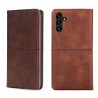 For Samsung Galaxy A13 4G Cow Texture Magnetic Horizontal Flip Leather Phone Case(Dark Brown) - 1