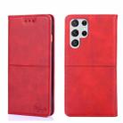 For Samsung Galaxy S21 Ultra Cow Texture Magnetic Horizontal Flip Leather Phone Case(Red) - 1