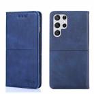 For Samsung Galaxy S22 Ultra Cow Texture Magnetic Horizontal Flip Leather Phone Case(Blue) - 1