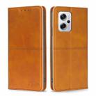 For Xiaomi Redmi Note 11T Pro 5G/Redmi Note 11T Pro+ 5G Cow Texture Magnetic Horizontal Flip Leather Phone Case(Light Brown) - 1