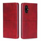 For Xiaomi Poco M4 5G Cow Texture Magnetic Horizontal Flip Leather Phone Case(Red) - 1