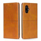 For Xiaomi Poco M4 5G Cow Texture Magnetic Horizontal Flip Leather Phone Case(Light Brown) - 1