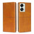 For OnePlus Nord 2T Cow Texture Magnetic Horizontal Flip Leather Phone Case(Light Brown) - 1