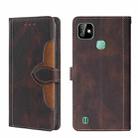 For Infinix Smart HD 2021 X612 Skin Feel Straw Hat Magnetic Buckle Leather Phone Case(Brown) - 1