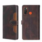 For Tecno Camon 15 / Camon 15 Air Skin Feel Straw Hat Magnetic Buckle Leather Phone Case(Brown) - 1