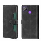 For Tecno Pop 4 Skin Feel Straw Hat Magnetic Buckle Leather Phone Case(Black) - 1