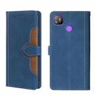 For Tecno Pop 4 Skin Feel Straw Hat Magnetic Buckle Leather Phone Case(Blue) - 1