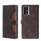 For ZTE Axon 30 Pro 5G Skin Feel Straw Hat Magnetic Buckle Leather Phone Case(Brown) - 1