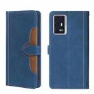 For ZTE Axon 30 Pro 5G Skin Feel Straw Hat Magnetic Buckle Leather Phone Case(Blue) - 1