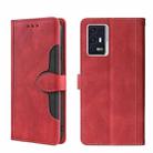 For ZTE Axon 30 Pro 5G Skin Feel Straw Hat Magnetic Buckle Leather Phone Case(Red) - 1