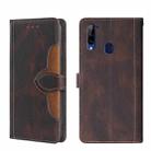 For ZTE Libero 5G Skin Feel Straw Hat Magnetic Buckle Leather Phone Case(Brown) - 1