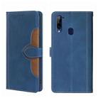 For ZTE Libero 5G Skin Feel Straw Hat Magnetic Buckle Leather Phone Case(Blue) - 1