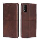 For TCL 30T T603DL Cow Texture Magnetic Horizontal Flip Leather Phone Case(Dark Brown) - 1