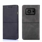 For Sharp Aquos R6 Cow Texture Magnetic Horizontal Flip Leather Phone Case(Black) - 1