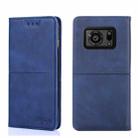 For Sharp Aquos R6 Cow Texture Magnetic Horizontal Flip Leather Phone Case(Blue) - 1