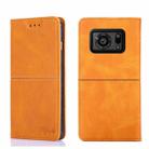 For Sharp Aquos R6 Cow Texture Magnetic Horizontal Flip Leather Phone Case(Light Brown) - 1