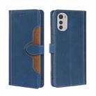 For Motorola Moto E32 4G Skin Feel Magnetic Buckle Leather Phone Case(Blue) - 1