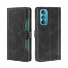 For Motorola Edge 30 Skin Feel Magnetic Buckle Leather Phone Case(Black) - 1