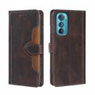 For Motorola Edge 30 Skin Feel Magnetic Buckle Leather Phone Case(Brown) - 1