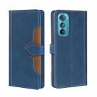 For Motorola Edge 30 Skin Feel Magnetic Buckle Leather Phone Case(Blue) - 1