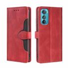 For Motorola Edge 30 Skin Feel Magnetic Buckle Leather Phone Case(Red) - 1