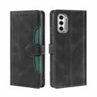 For Motorola Moto G52j 5G Skin Feel Magnetic Buckle Leather Phone Case(Black) - 1